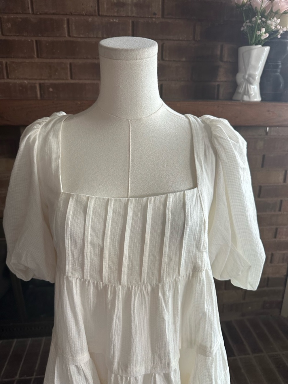 Anthropologie White Mini Dress XS Like New Cottagecore Boho Coastal - Picture 4 of 7